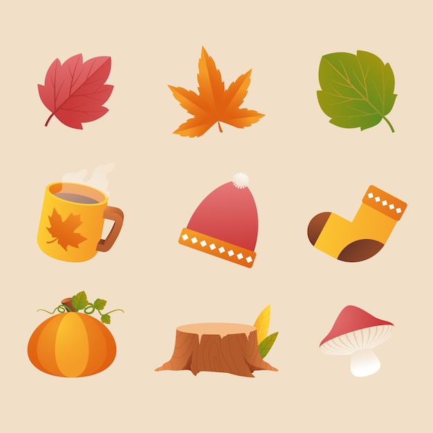 Free Vector gradient elements collection for autumn celebration