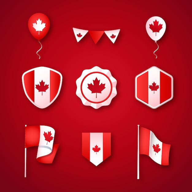 Gradient elements collection for canada day celebration