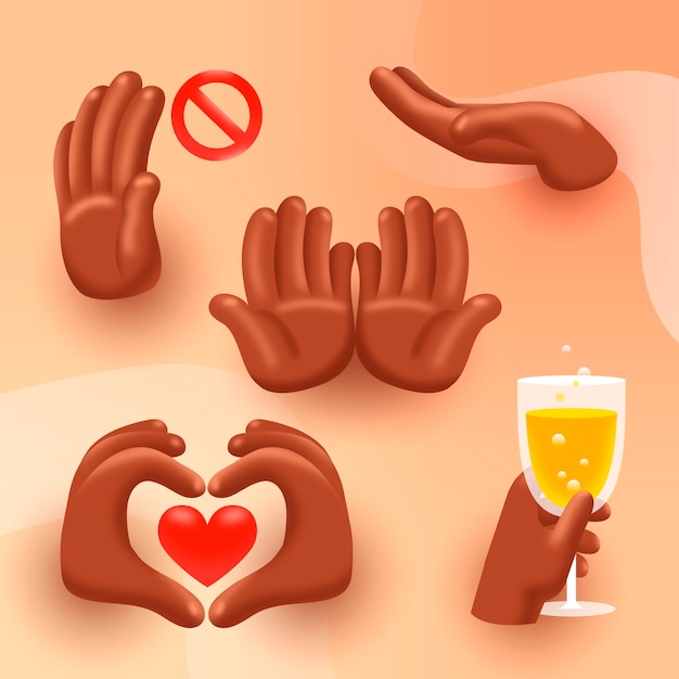 Free vector gradient emoji hands elements