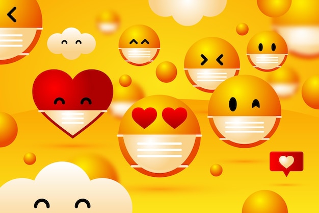 Free Vector gradient emoji with face mask background