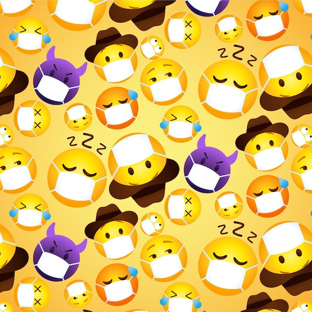 Gradient emoji with face mask pattern