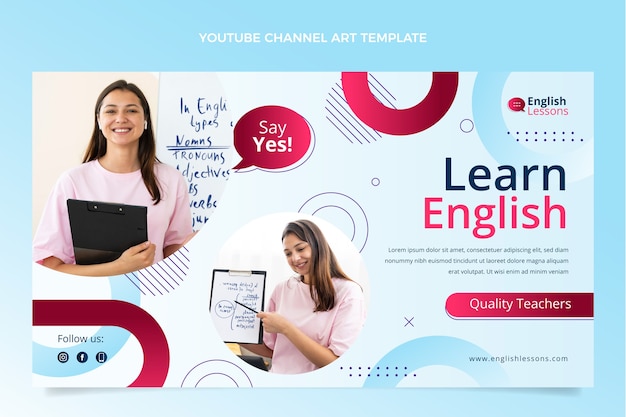 Gradient english lessons youtube channel art