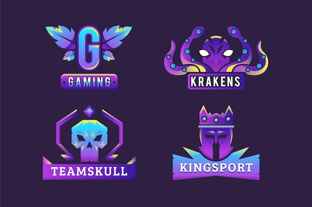 Free vector gradient esports gaming logo collection