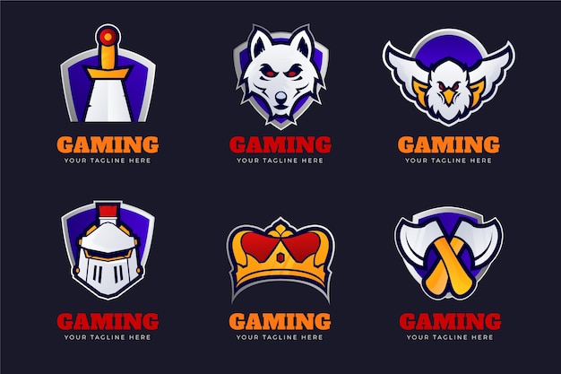 Free Vector gradient esports gaming logo collection