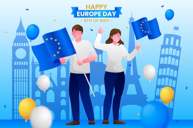 Free Vector gradient europe day illustration