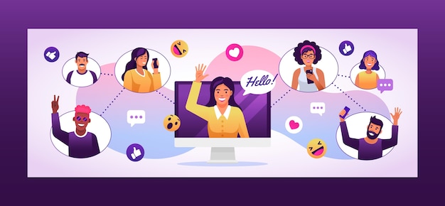 Gradient facebook group cover illustration