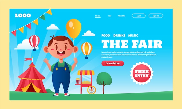 Gradient fair celebration landing page template