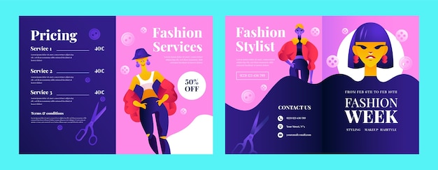 Free Vector gradient fashion stylist brochure template