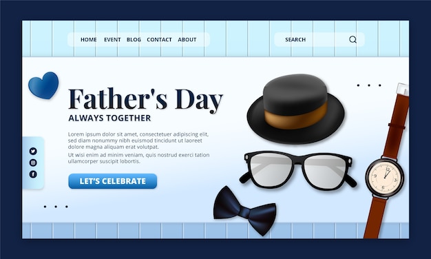 Free Vector gradient father's day landing page template