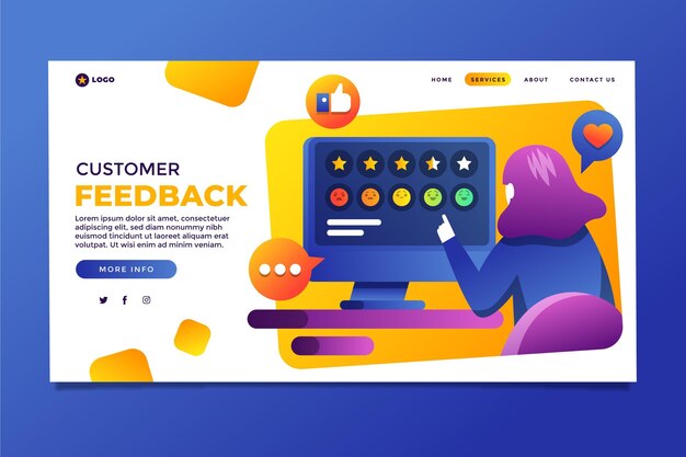 Gradient feedback landing page template