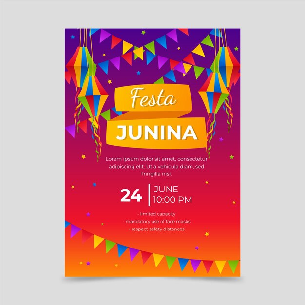 Gradient festa junina vertical poster template