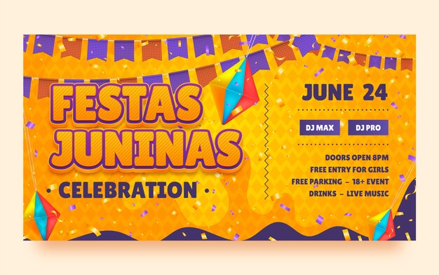 Gradient festas juninas facebook post template