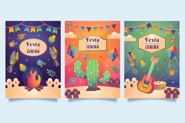 Gradient festas juninas greeting cards collection