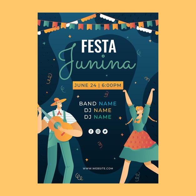 Gradient festas juninas vertical poster template