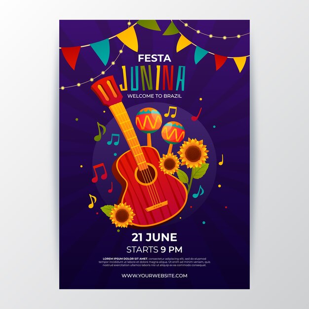 Gradient festas juninas vertical poster template