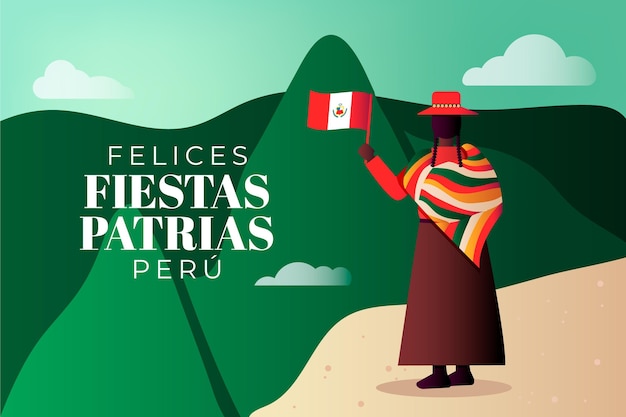 Gradient fiestas patrias de peru illustration