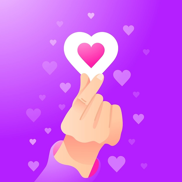 Free Vector gradient finger heart illustration