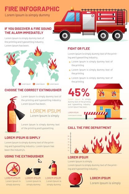 Free Vector gradient fire infographic template