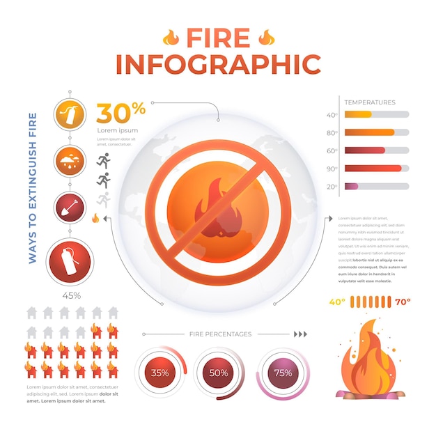 Free Vector gradient fire infographic template