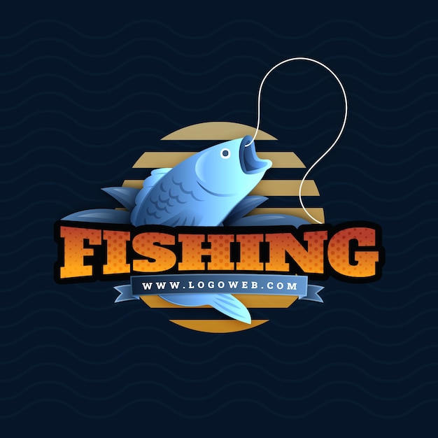 Free Vector gradient fishing logo template