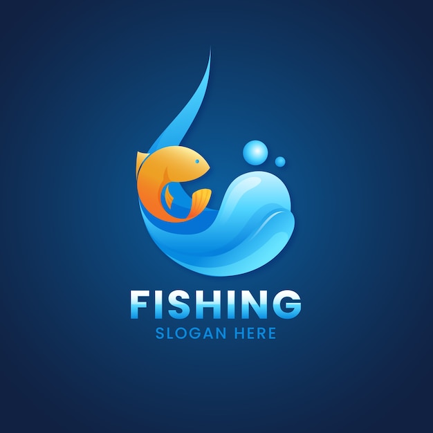 Gradient fishing logo template