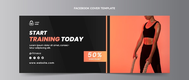 Free Vector gradient fitness facebook cover