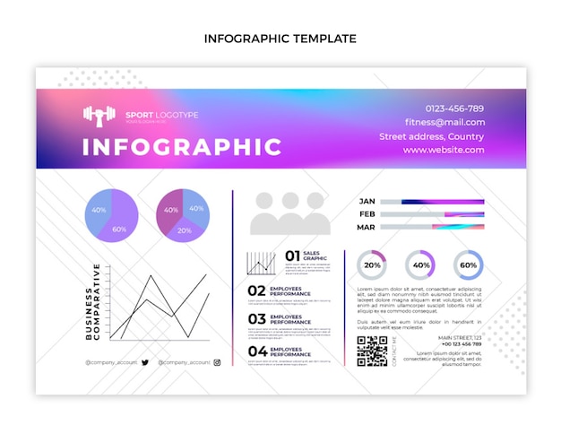 Gradient fitness infographic template