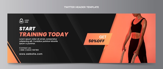 Gradient fitness twitter header template