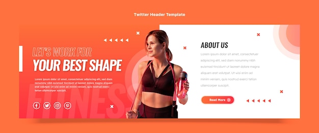 Free Vector gradient fitness twitter header