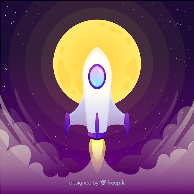 Gradient flat rocket illustration