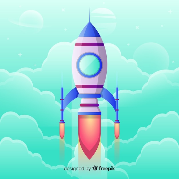 Gradient flat rocket illustration