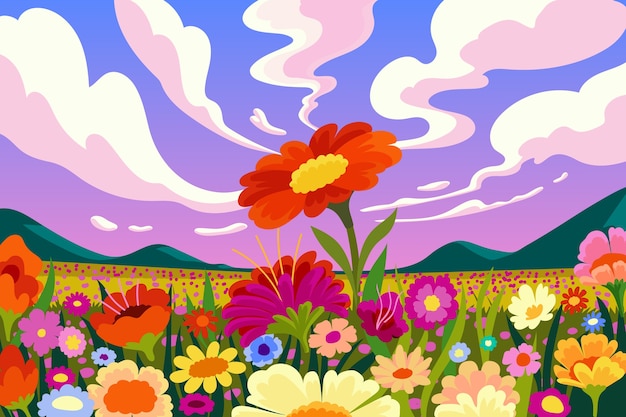 Gradient flower field background