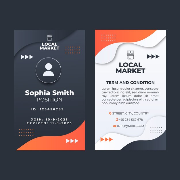 Gradient fluid local market id card template