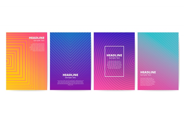  Gradient flyer template with geometric shapes set