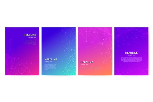 Gradient flyer template with geometric shapes set