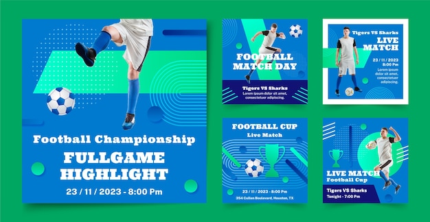 Free Vector gradient football game instagram posts