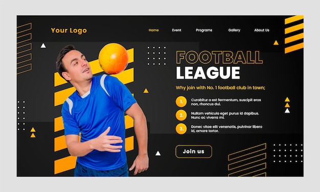 Free Vector gradient football landing page