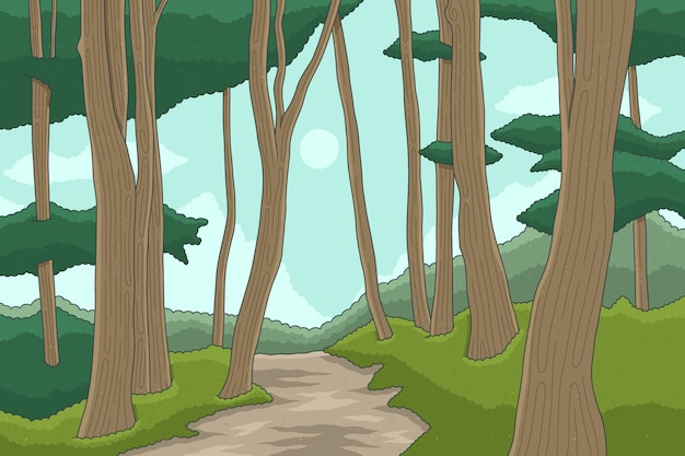 Free Vector gradient forest landscape with path