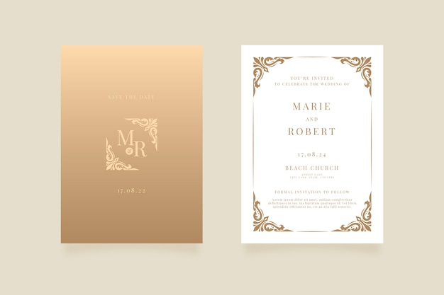 Free vector gradient formal wedding invitations