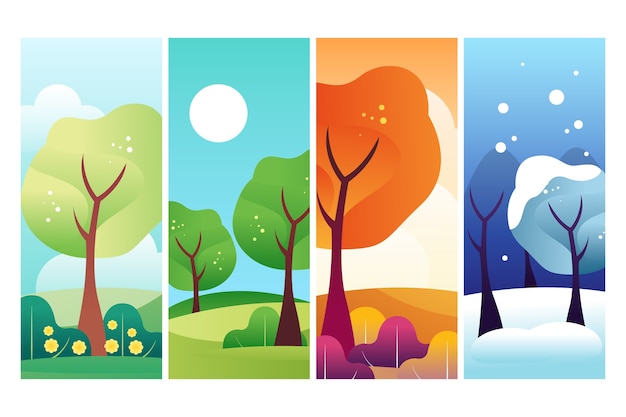 Gradient four seasons illustration