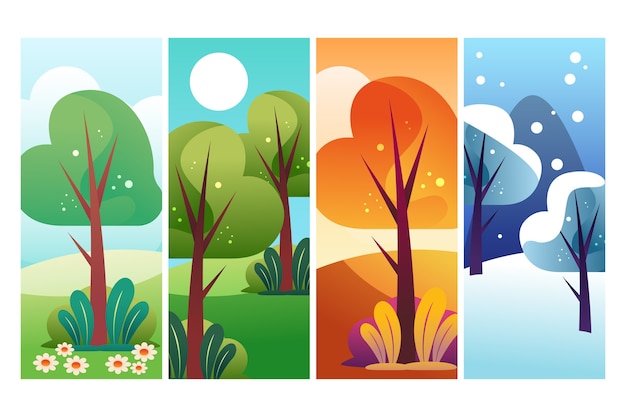 Gradient four seasons illustration