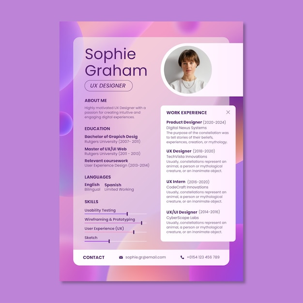 Gradient freelance resume template