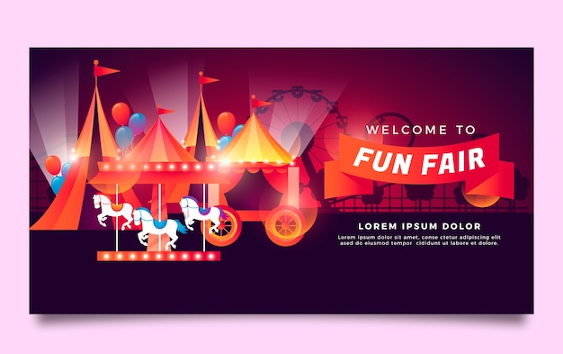 Free Vector gradient fun fair entertainment facebook template