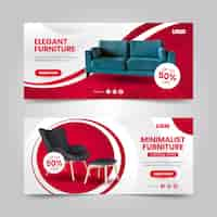 Free vector gradient furniture sale banners with photo