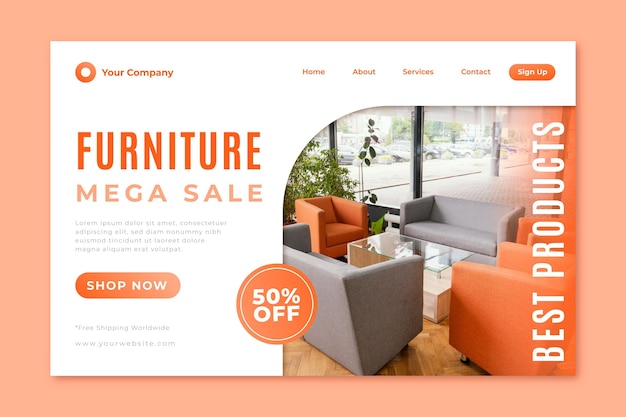 Gradient furniture sale landing page template