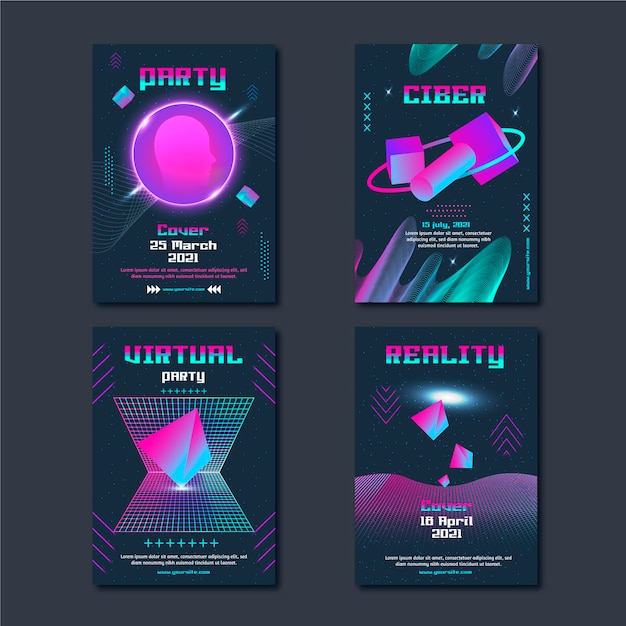 Free Vector gradient futuristic cover collection