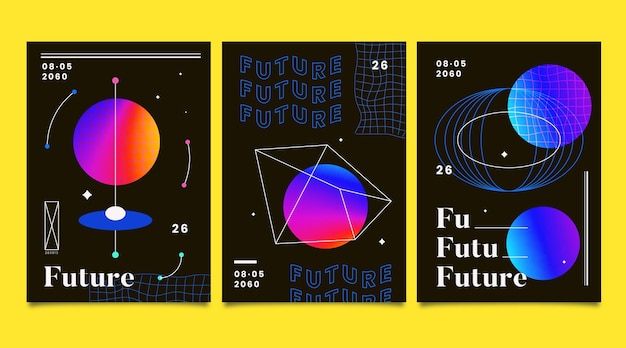 Free Vector gradient futuristic cover collection