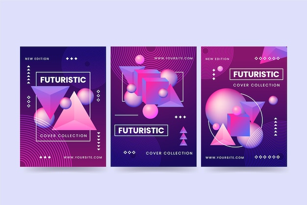 Free Vector gradient futuristic cover collection