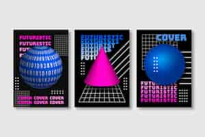 Free vector gradient futuristic cover collection