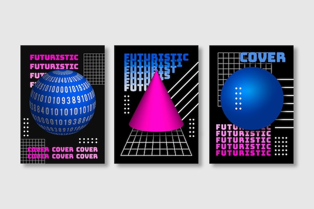 Free Vector gradient futuristic cover collection